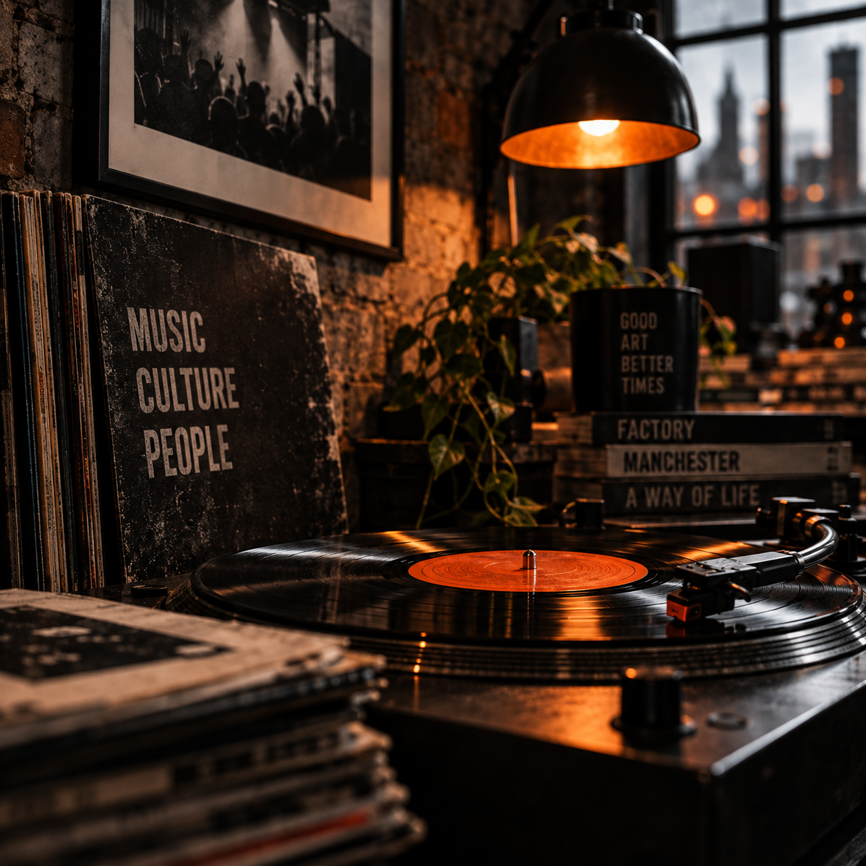 Vinyl record on a turntable