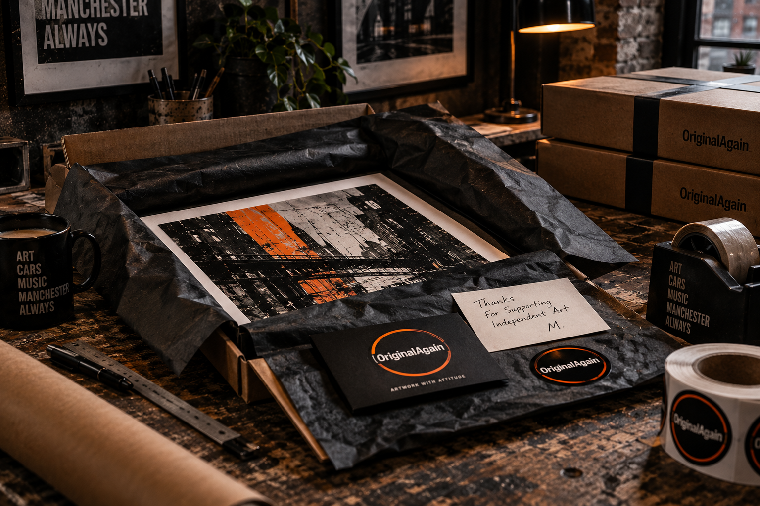 Artwork being carefully prepared for dispatch